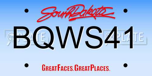 BQWS41 South Dakota License Plate