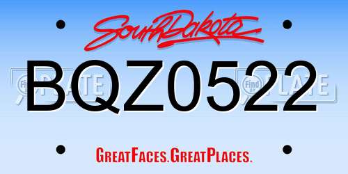 BQZ0522 South Dakota License Plate
