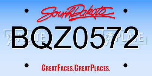BQZ0572 South Dakota License Plate
