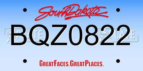 BQZ0822 South Dakota License Plate