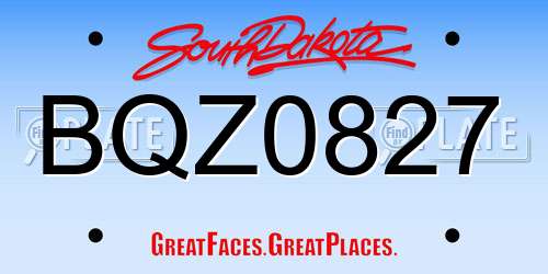 BQZ0827 South Dakota License Plate