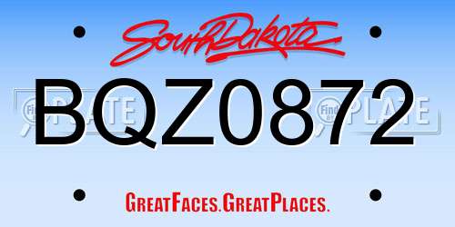 BQZ0872 South Dakota License Plate