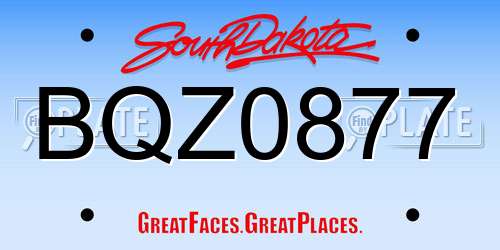 BQZ0877 South Dakota License Plate