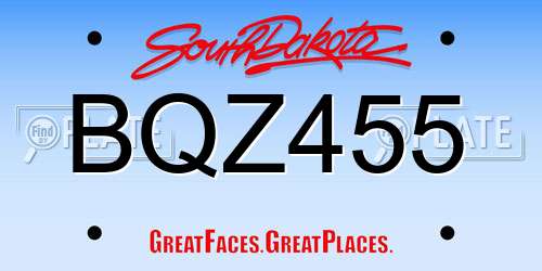 BQZ455 South Dakota License Plate