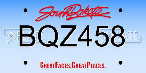 BQZ458 South Dakota License Plate