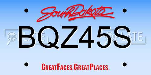 BQZ45S South Dakota License Plate