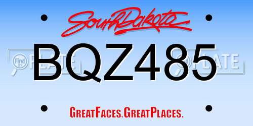 BQZ485 South Dakota License Plate