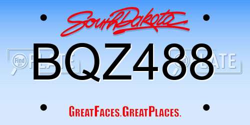 BQZ488 South Dakota License Plate