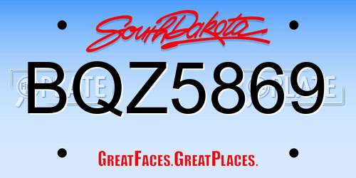 BQZ5869 South Dakota License Plate