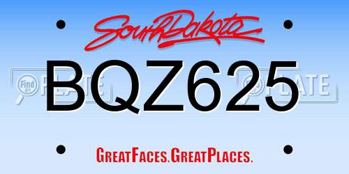 BQZ625 South Dakota License Plate