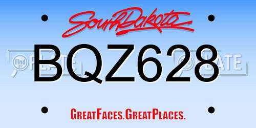 BQZ628 South Dakota License Plate