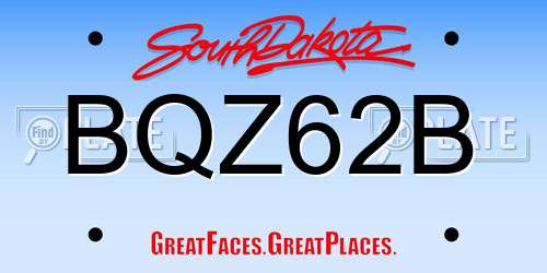 BQZ62B South Dakota License Plate