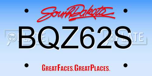 BQZ62S South Dakota License Plate