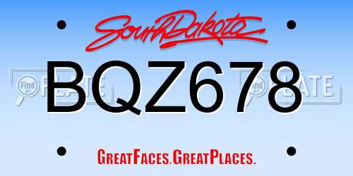 BQZ678 South Dakota License Plate