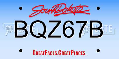 BQZ67B South Dakota License Plate