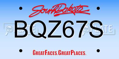 BQZ67S South Dakota License Plate