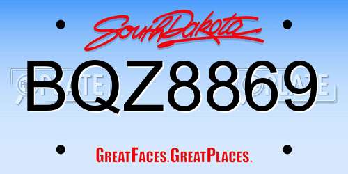 BQZ8869 South Dakota License Plate