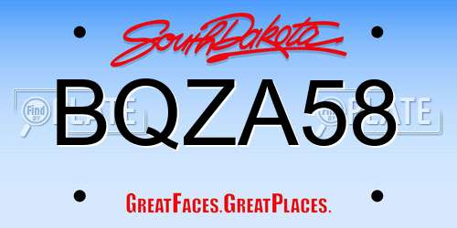 BQZA58 South Dakota License Plate