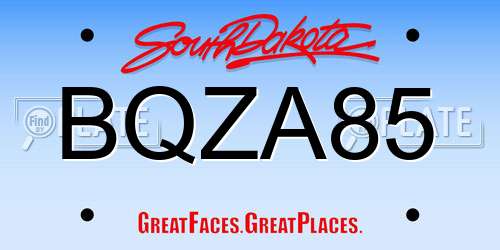 BQZA85 South Dakota License Plate