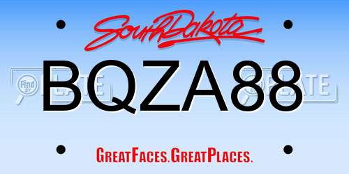 BQZA88 South Dakota License Plate