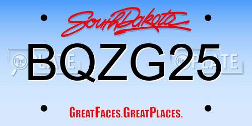 BQZG25 South Dakota License Plate
