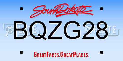 BQZG28 South Dakota License Plate
