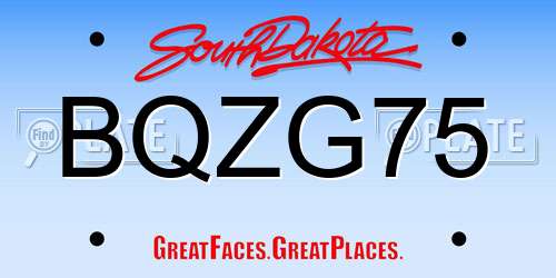 BQZG75 South Dakota License Plate