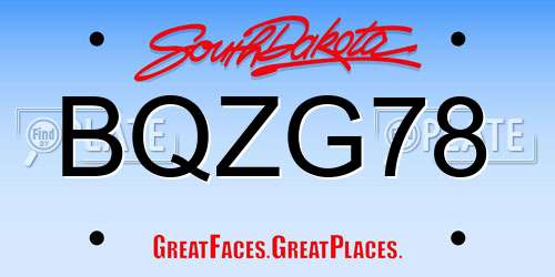 BQZG78 South Dakota License Plate