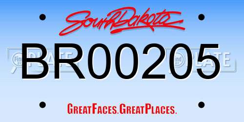 BR00205 South Dakota License Plate