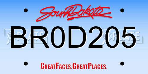 BR0D205 South Dakota License Plate