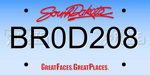 BR0D208 South Dakota License Plate
