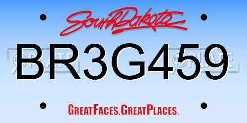 BR3G459 South Dakota License Plate