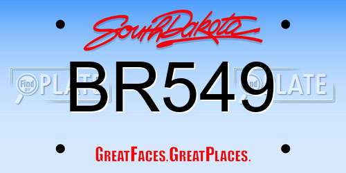 BR549 South Dakota License Plate
