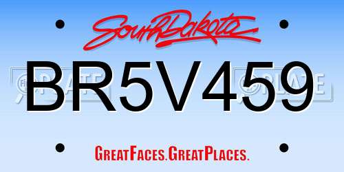 BR5V459 South Dakota License Plate