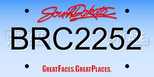 BRC2252 South Dakota License Plate