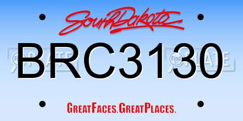 BRC3130 South Dakota License Plate