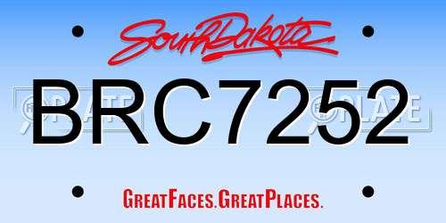 BRC7252 South Dakota License Plate
