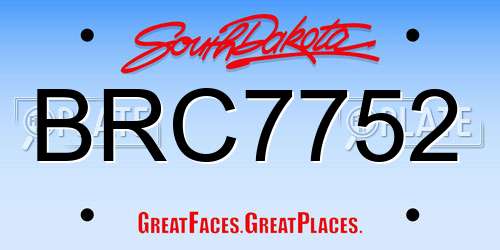 BRC7752 South Dakota License Plate