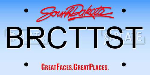 BRCTTST South Dakota License Plate