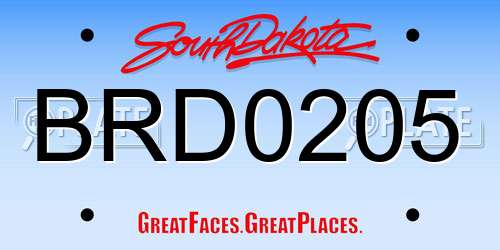 BRD0205 South Dakota License Plate