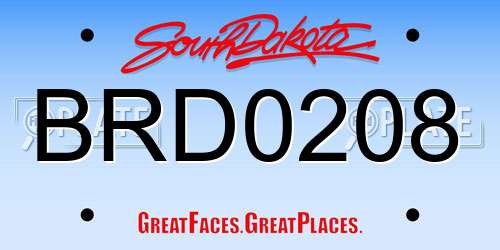 BRD0208 South Dakota License Plate