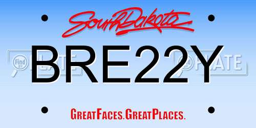BRE22Y South Dakota License Plate