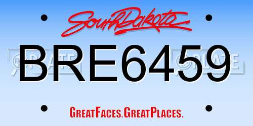 BRE6459 South Dakota License Plate