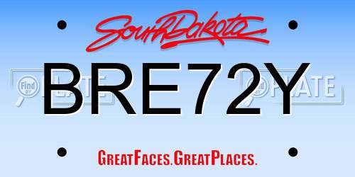 BRE72Y South Dakota License Plate