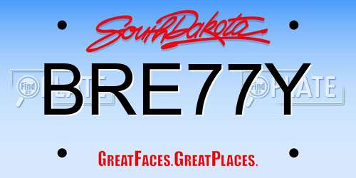 BRE77Y South Dakota License Plate