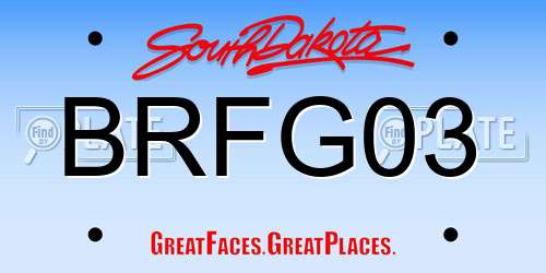 BRFG03 South Dakota License Plate