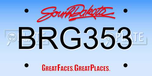 BRG353 South Dakota License Plate