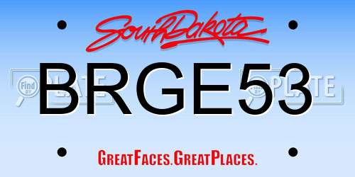 BRGE53 South Dakota License Plate
