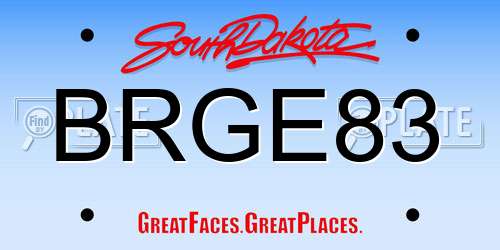 BRGE83 South Dakota License Plate