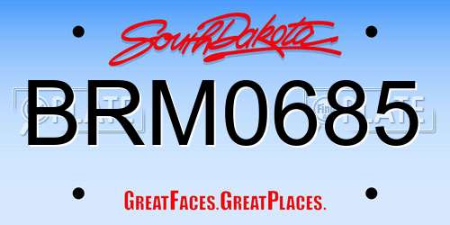 BRM0685 South Dakota License Plate
